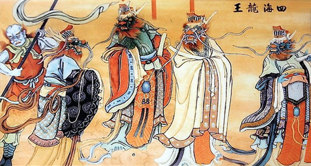 Image of a group of robed dragon kings.