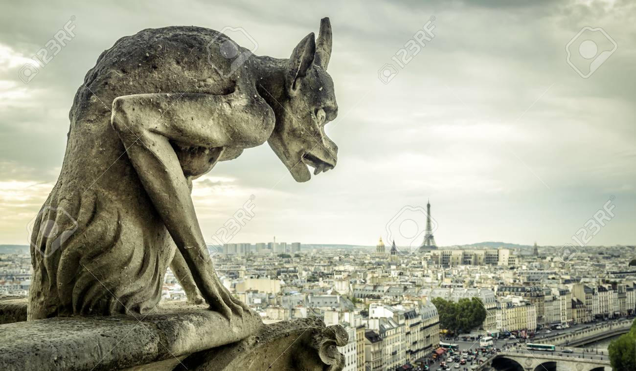 Image of a gargoyle on a French cathedral.