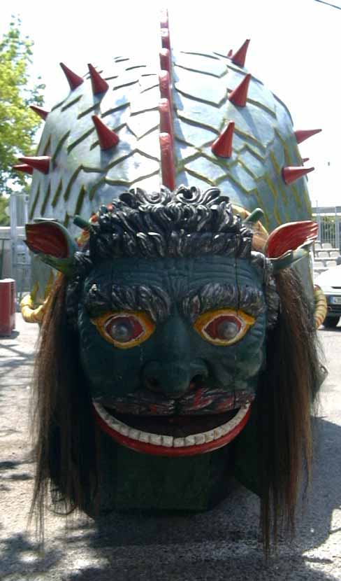 Image of a tarasque parade puppet.